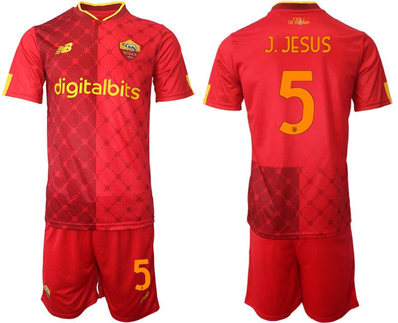 Men 2022-2023 Club AS Rome home red 5 Soccer Jersey
